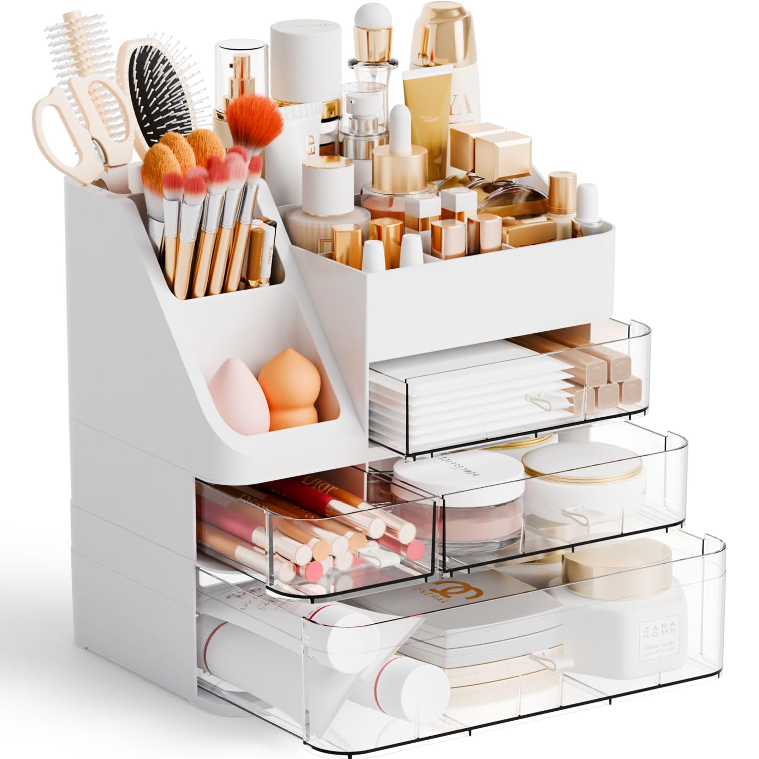 Large Makeup Organizer with Brush Holder