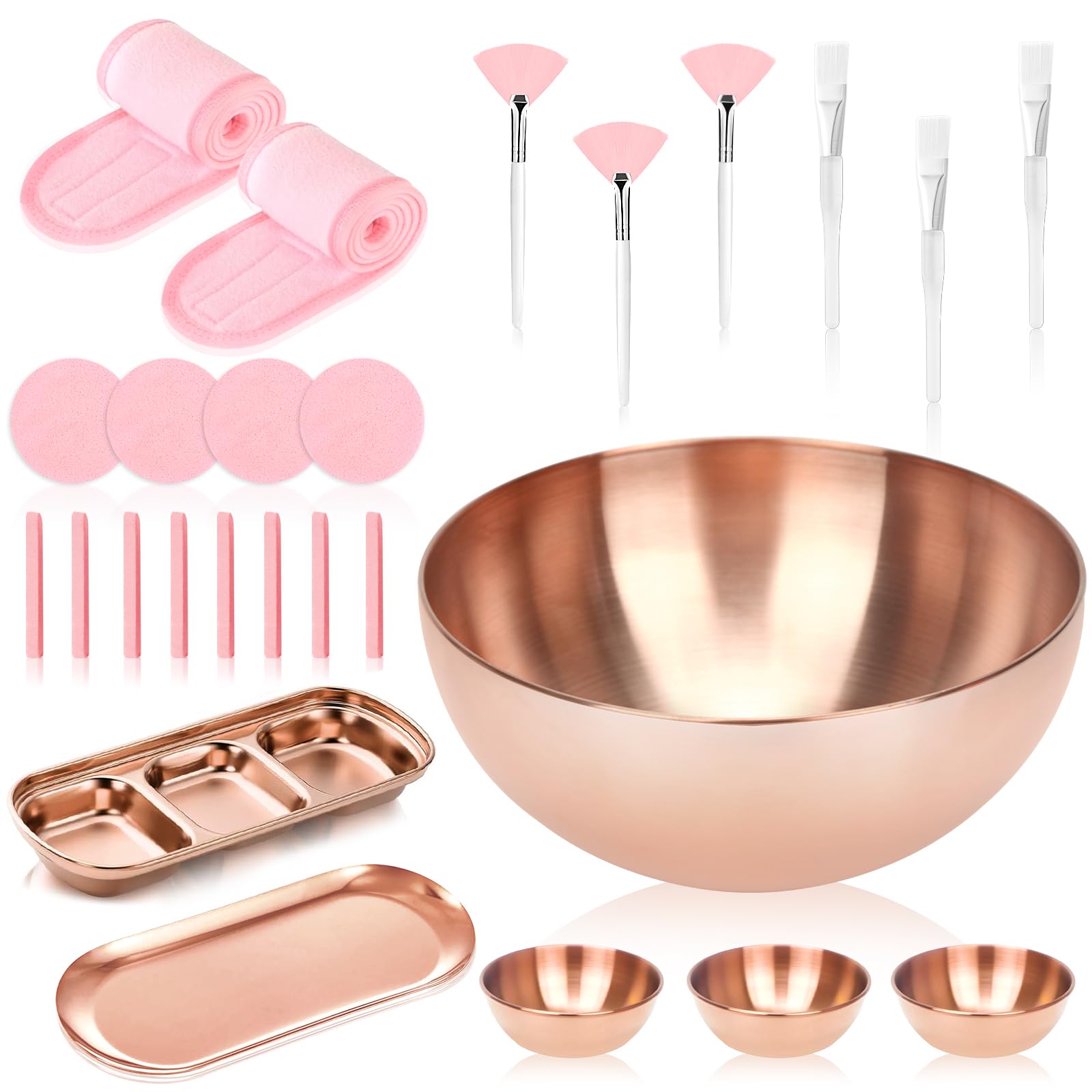 Gold Esthetician Facial Mask Mixing Set with Brushes and Sponges