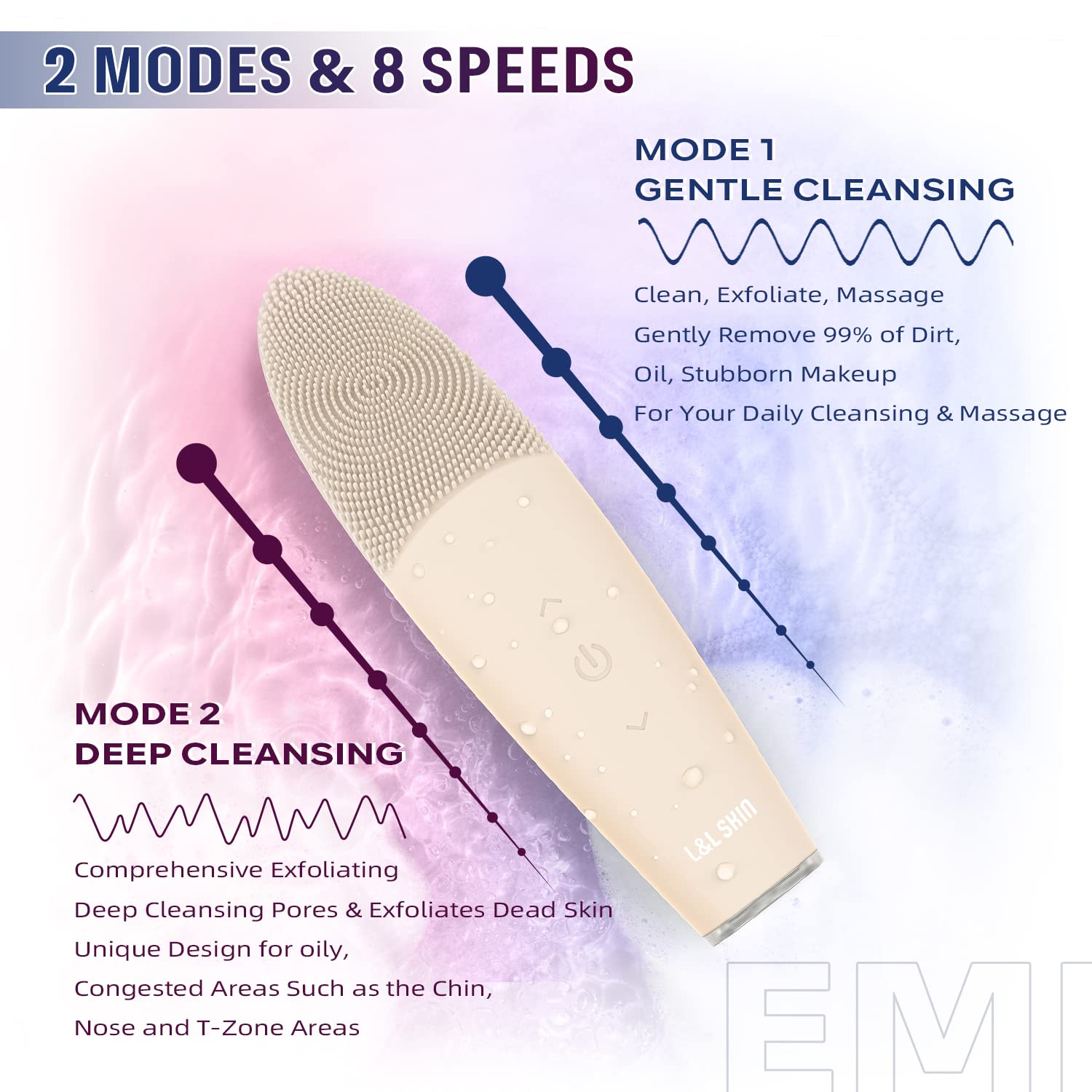 Deep Cleansing Soft Silicone Facial Brush Rechargeable Waterproof