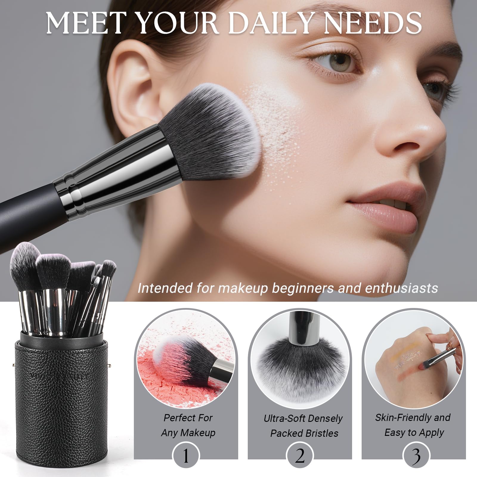 18 Piece Makeup Brush Set with Travel Holder Case
