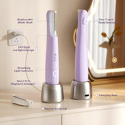 Rechargeable Sonic Facial Dermaplaning Tool with LED Light