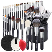 34 Piece Goat and Horse Hair Makeup Artist Brush Set with Large Holder