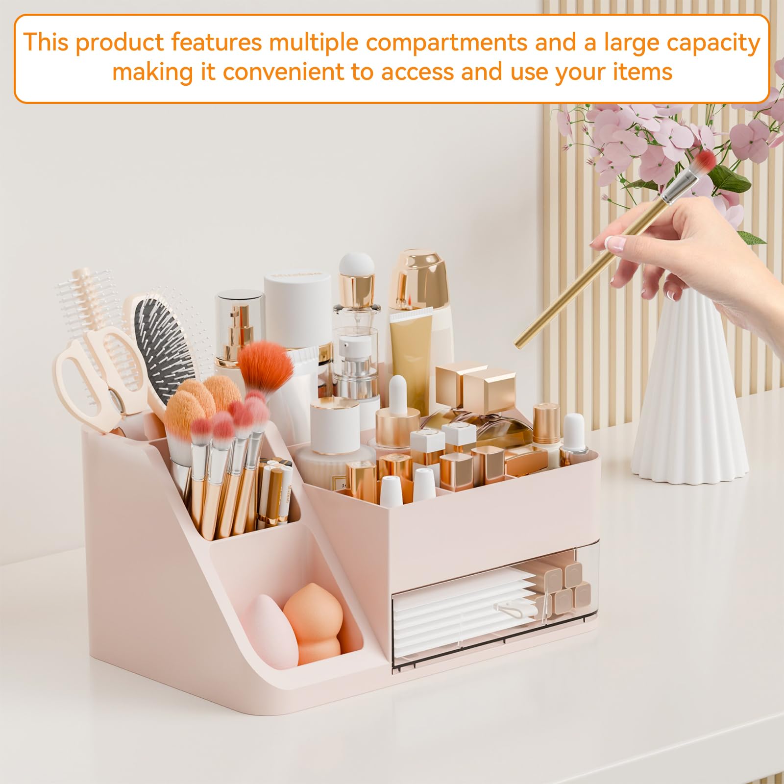 Large Makeup Organizer with Brush Holder
