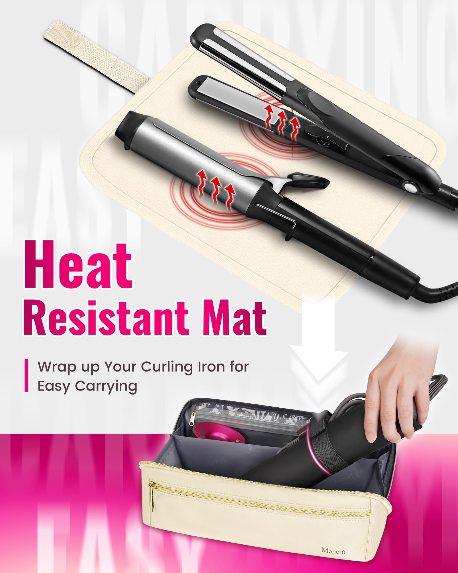 Hot Hair Tools Travel Bag with Heat Resistant Mat