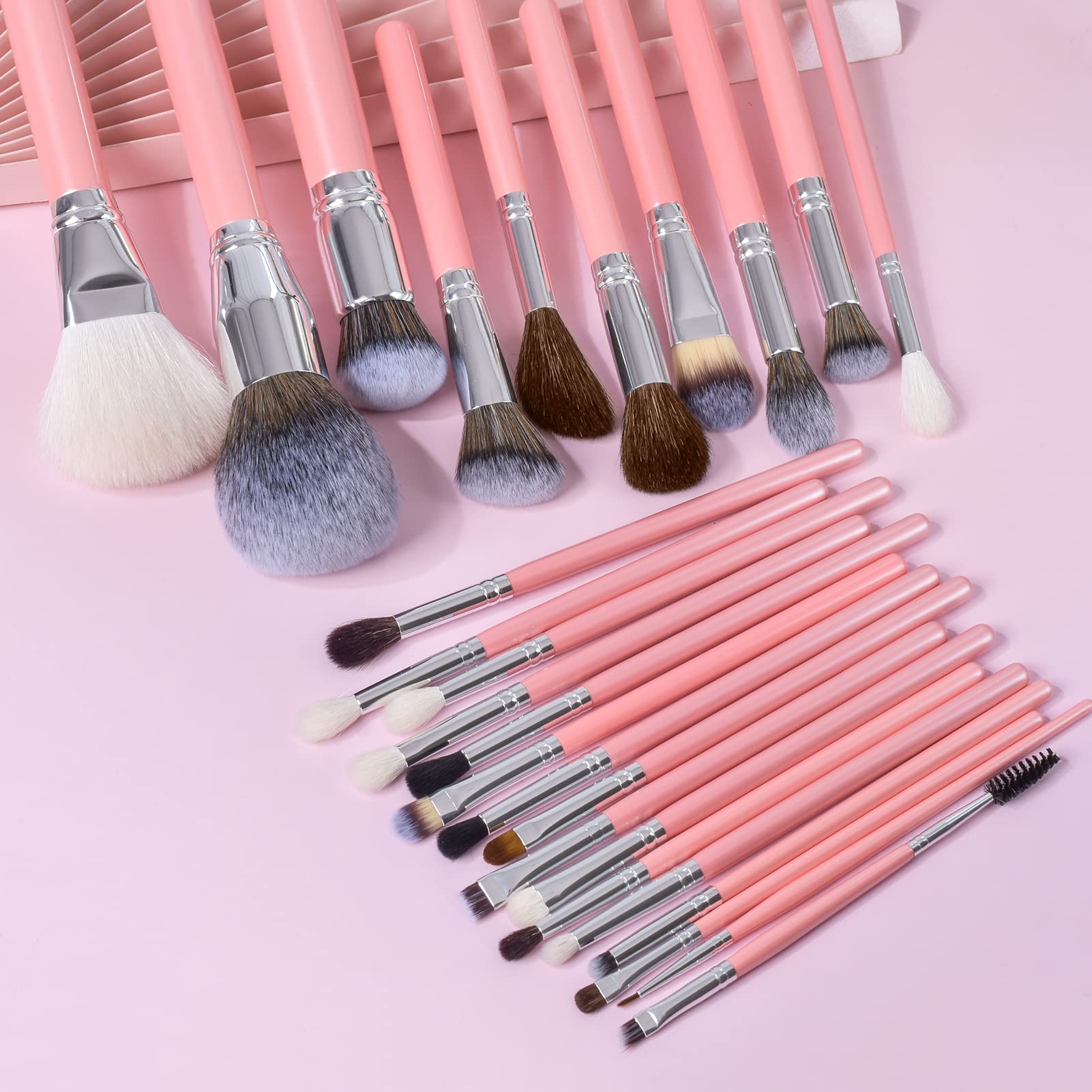 34 Piece Goat and Horse Hair Makeup Artist Brush Set with Large Holder
