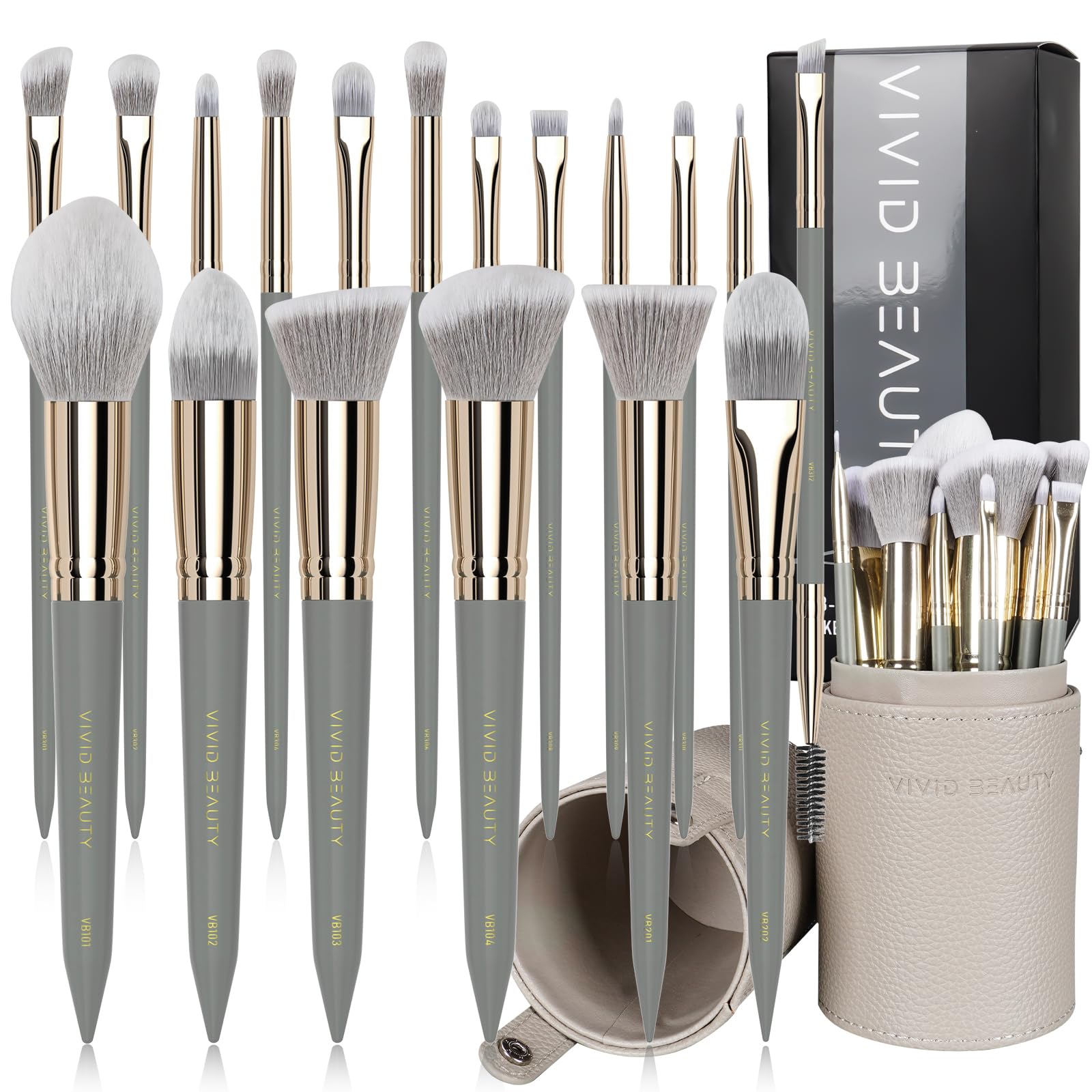 18 Piece Makeup Brush Set with Travel Holder Case
