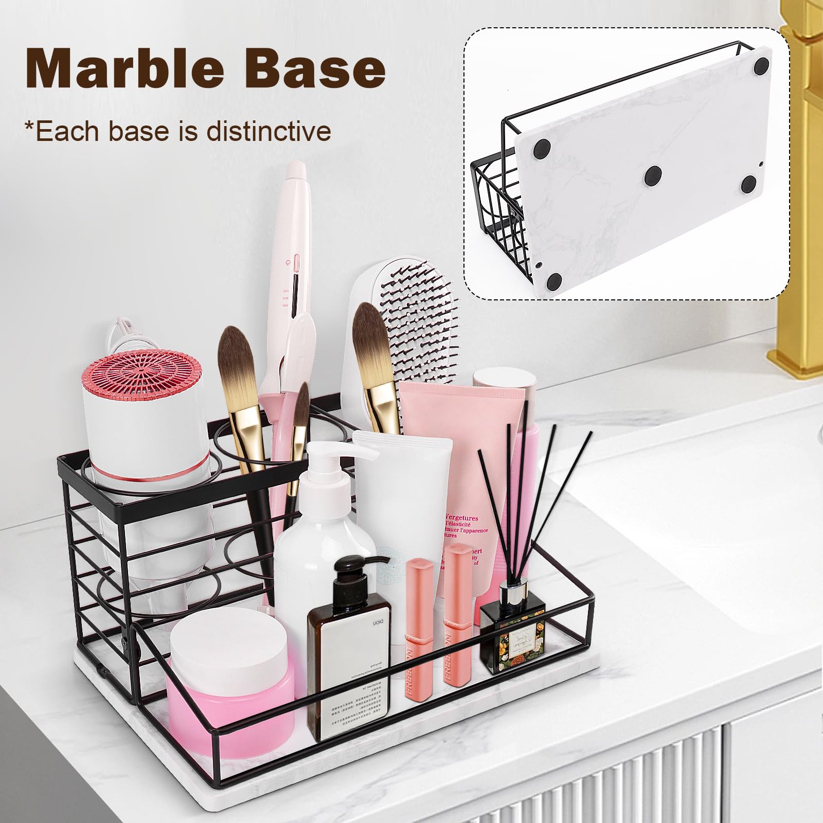 Movable Hair Tool Organizer with Dryer Holder Storage