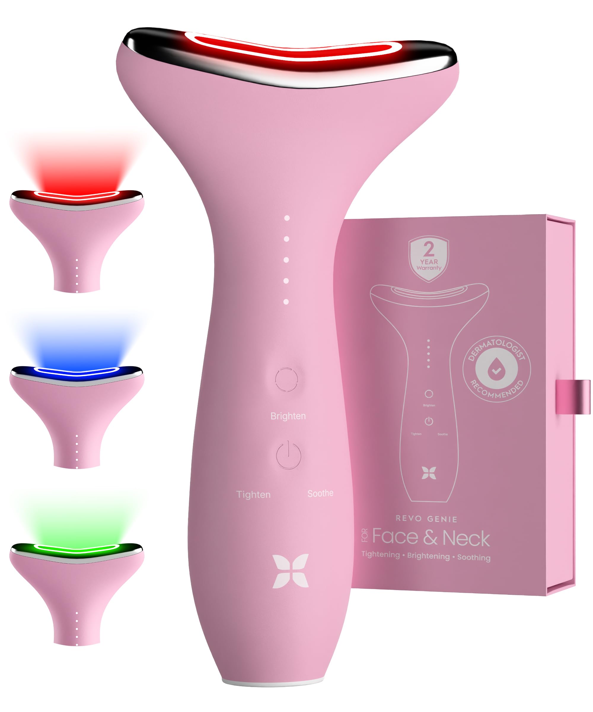 LED Facial Massager with Heat Vibration Red Blue Green Light Modes
