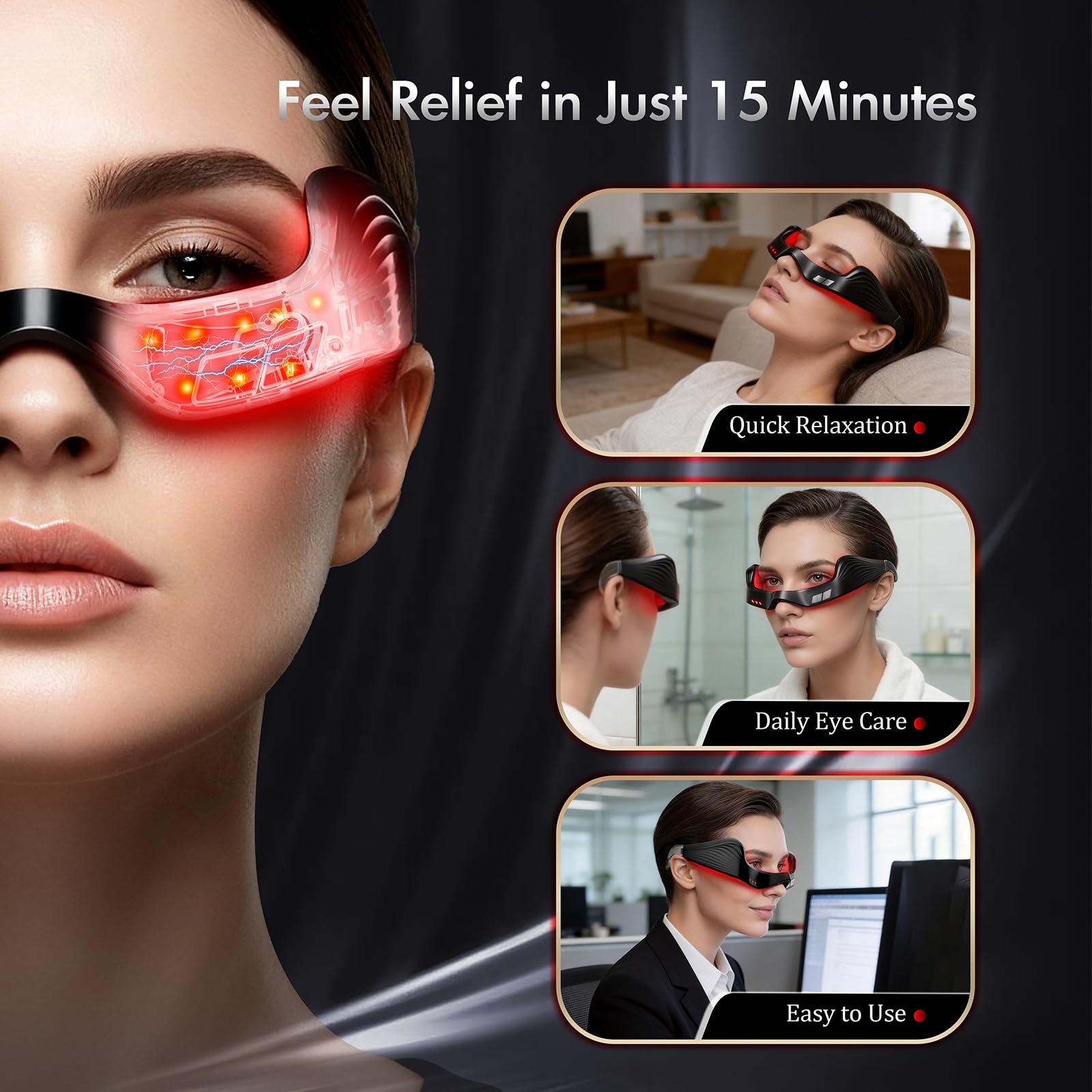 Rechargeable Red Light Eye Massager for Dark Circles Eye Bags Wrinkles