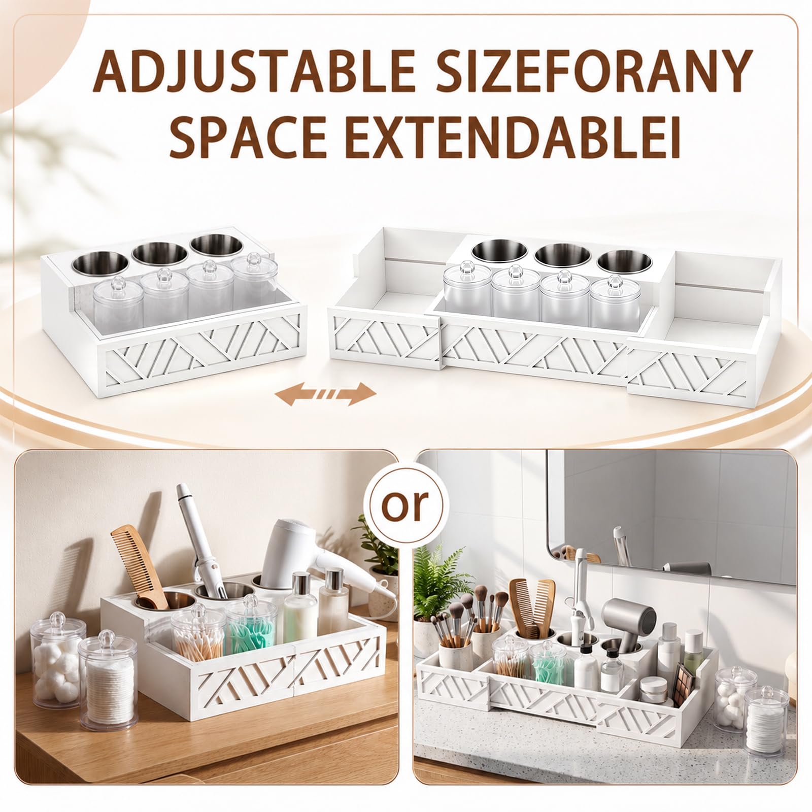Expandable Hair Tool Organizer with Acrylic Holder Storage