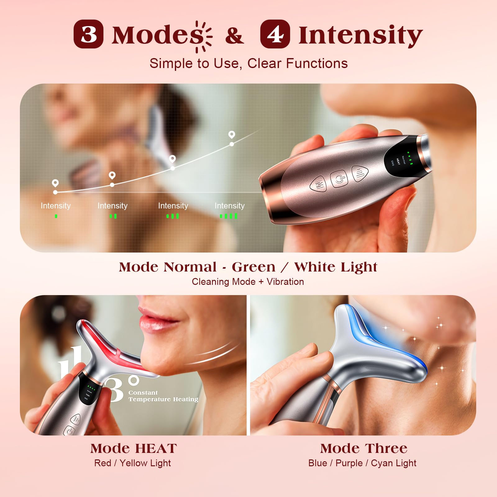 7 Color Red Light Therapy Facial Massager with Heat Vibration