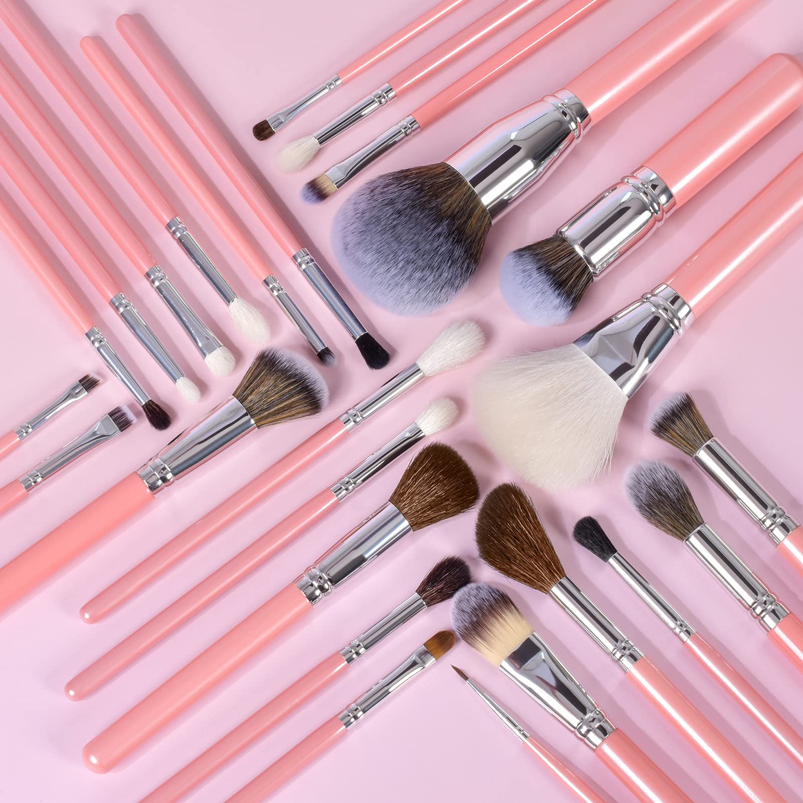 34 Piece Goat and Horse Hair Makeup Artist Brush Set with Large Holder