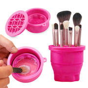Makeup Brush Cleaner Mat with Storage Holder 2 in 1 Tool