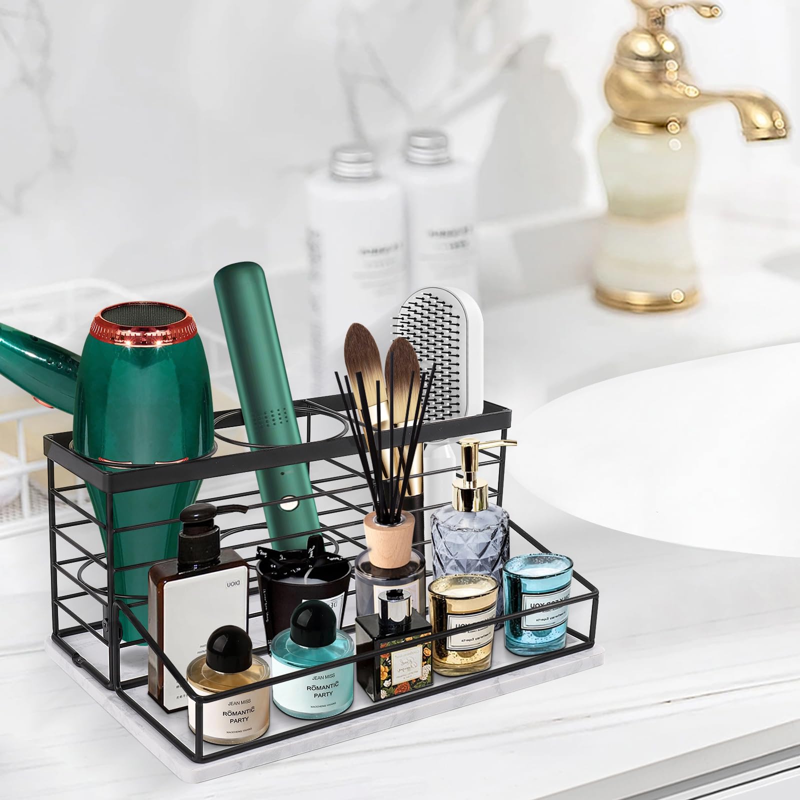 Movable Hair Tool Organizer with Dryer Holder Storage