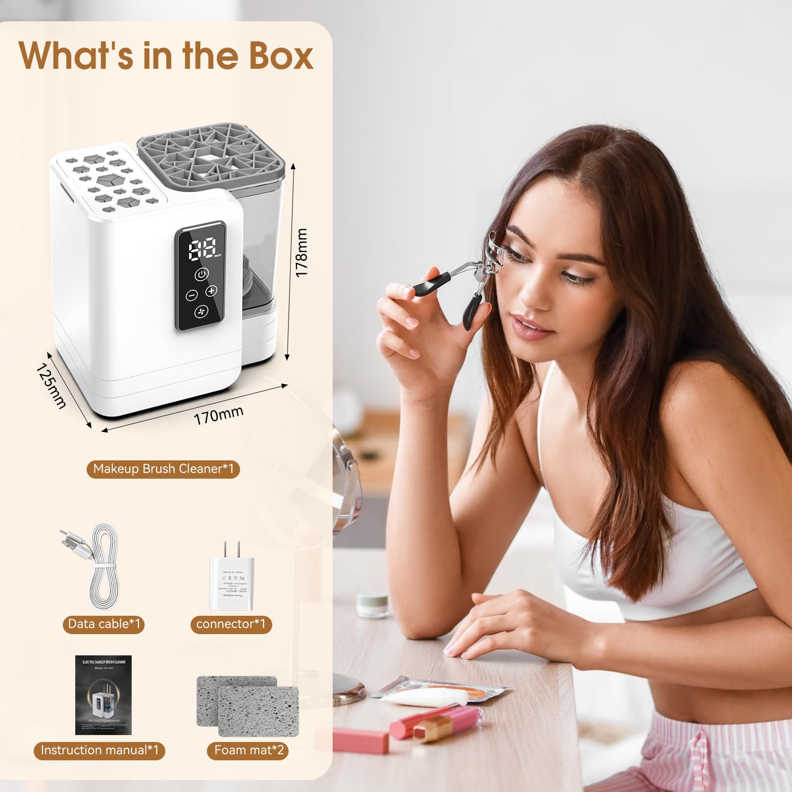 Electric Makeup Brush Cleaner with Dryer Holder USB Portable Tool