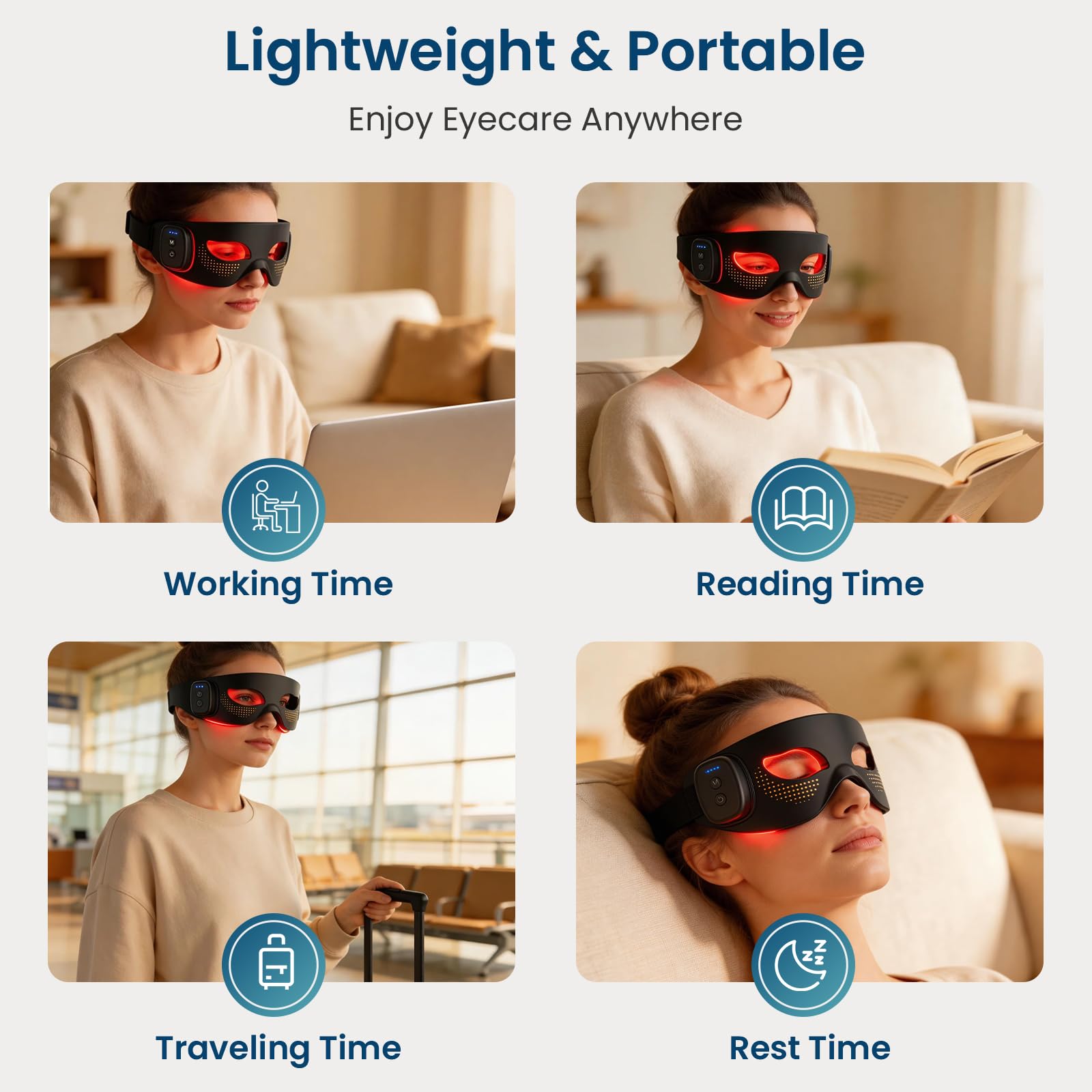Red Light LED Eye Mask with 650nm Red and 850nm Infrared