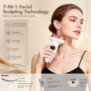 7 in 1 Red Light Face Neck Massager with Heat Cold Depuffing