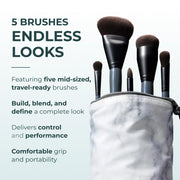 5 Piece Makeup Brush Set with Travel Case
