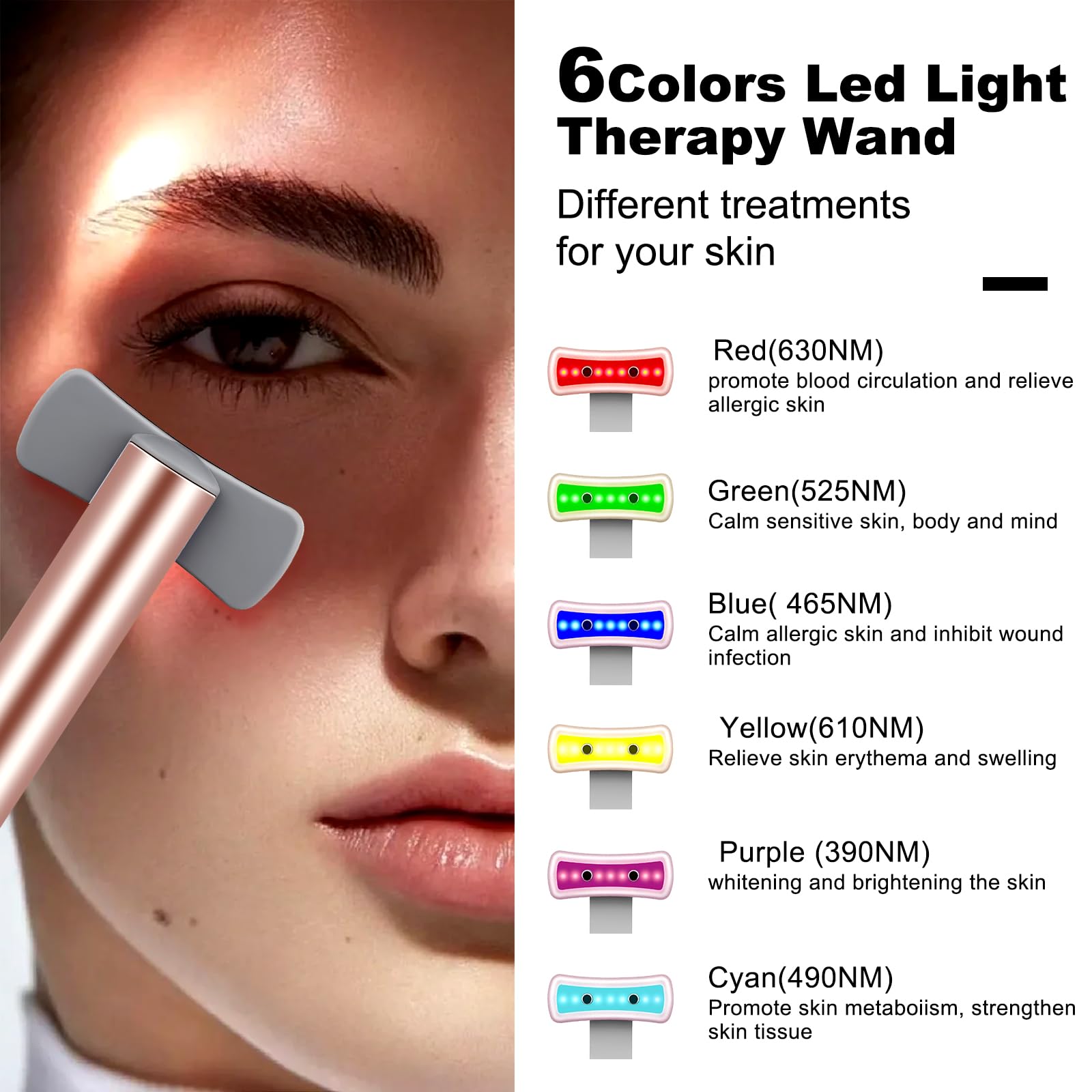 6 in 1 Red Light Facial Wand with Microcurrent Thermal Massage