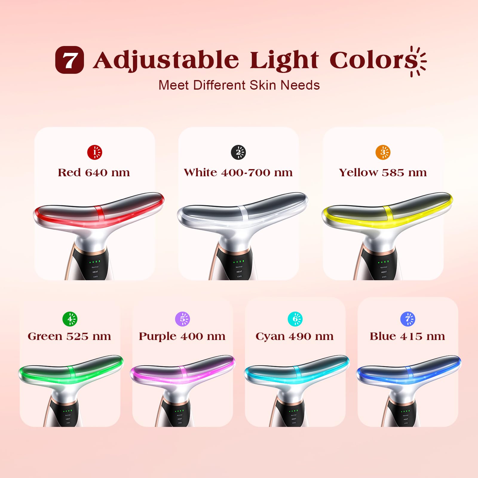 7 Color Red Light Therapy Facial Massager with Heat Vibration