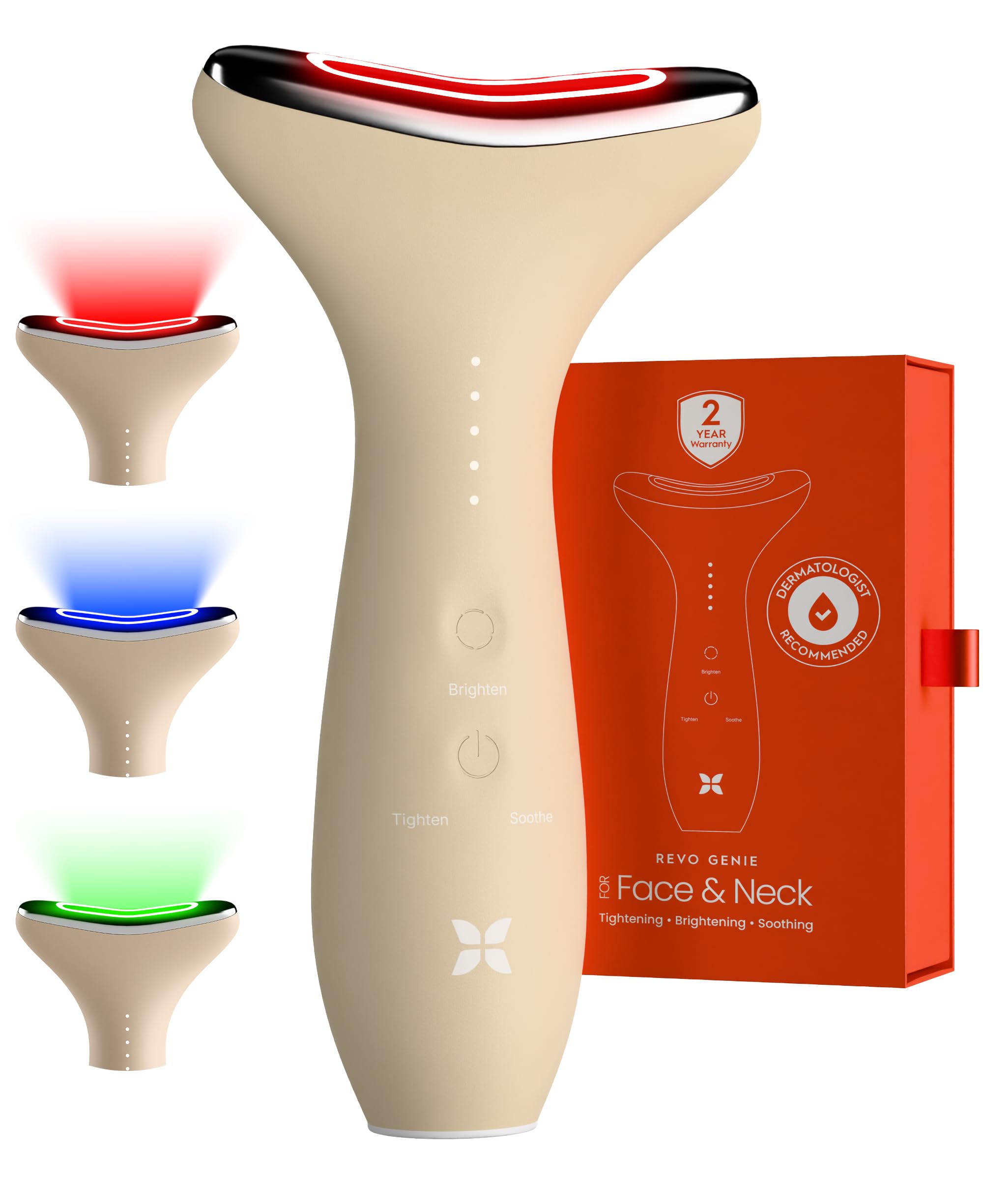 LED Facial Massager with Heat Vibration Red Blue Green Light Modes