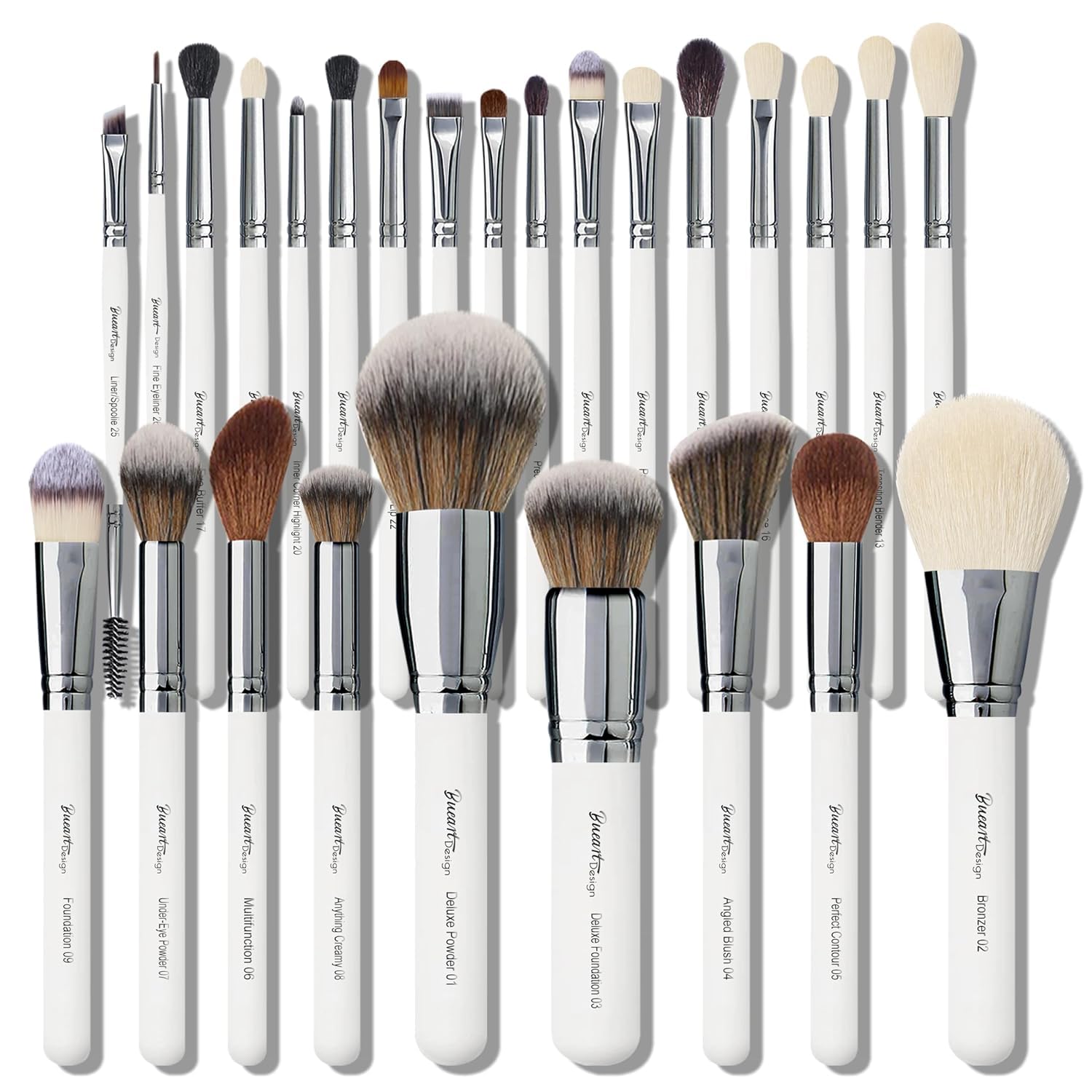 34 Piece Goat and Horse Hair Makeup Artist Brush Set with Large Holder