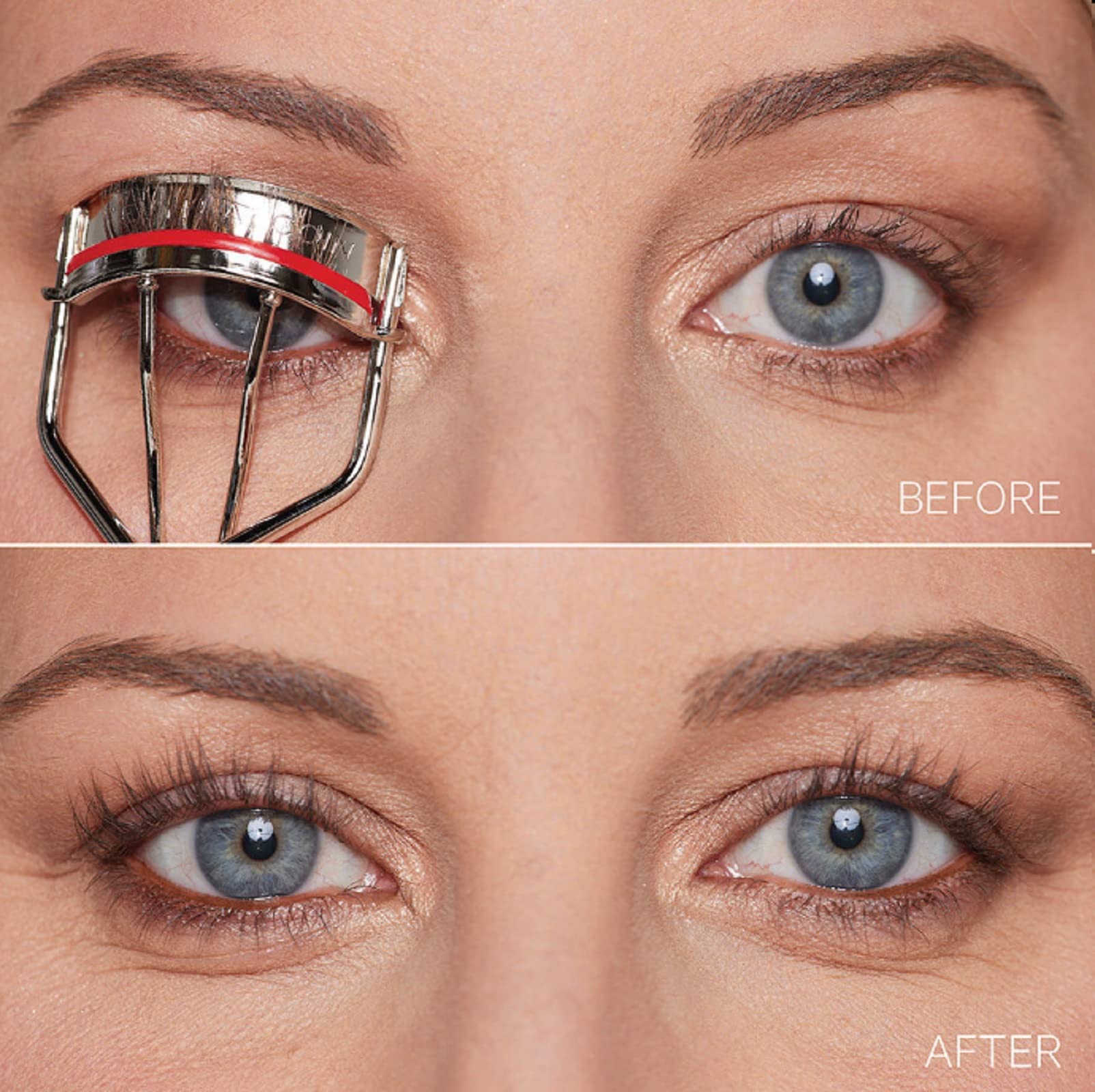 Wide Opening Stainless Steel Eyelash Curler with Red Cushions