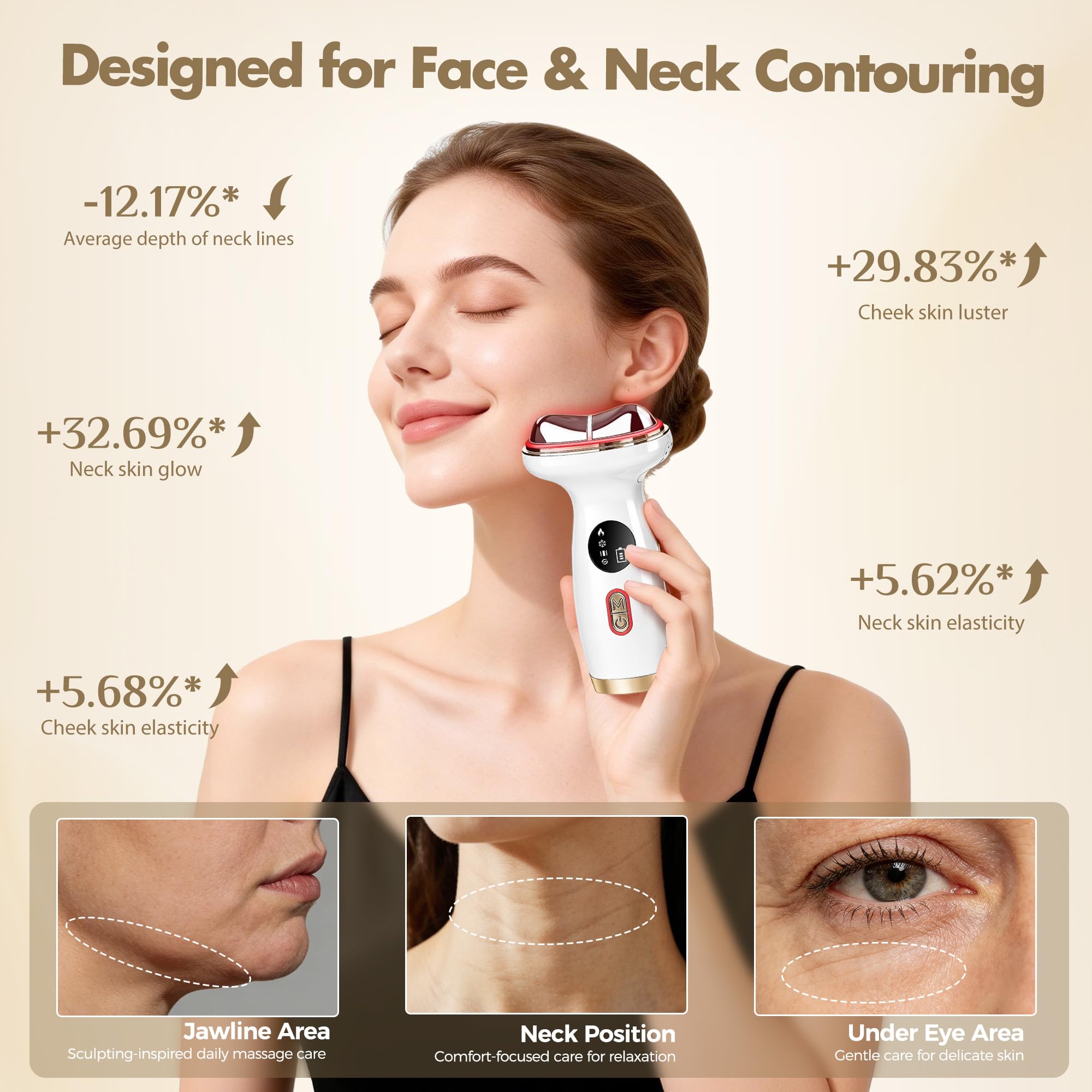 7 in 1 Red Light Face Neck Massager with Heat Cold Depuffing