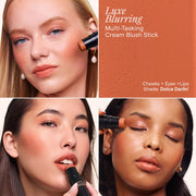 Three in One Matte Blush Stick for Cheeks Eyes Lips Cream Powder Blur