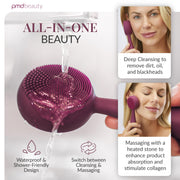 Heated Silicone Facial Cleansing Brush with Metal Massager