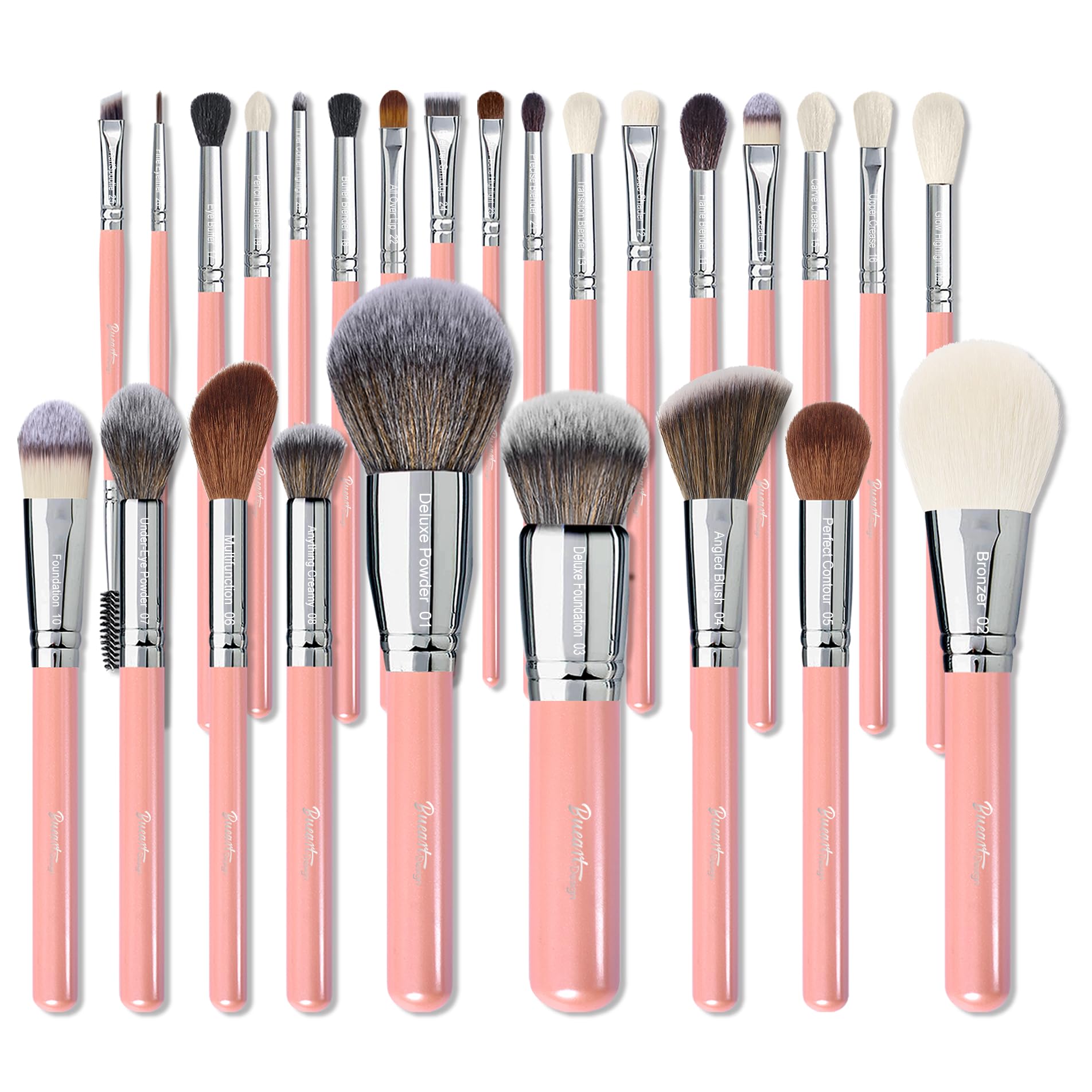 34 Piece Goat and Horse Hair Makeup Artist Brush Set with Large Holder