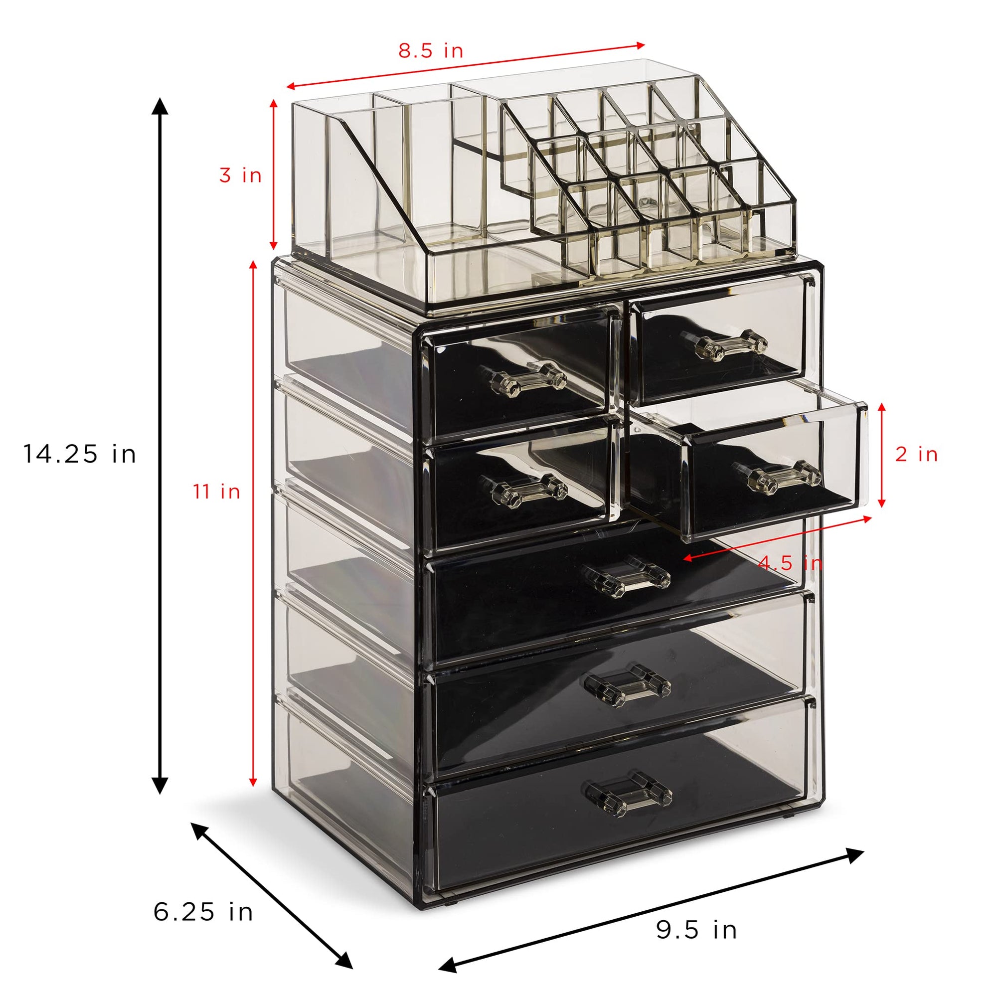 Acrylic Cosmetic Makeup and Jewelry Storage Case Display