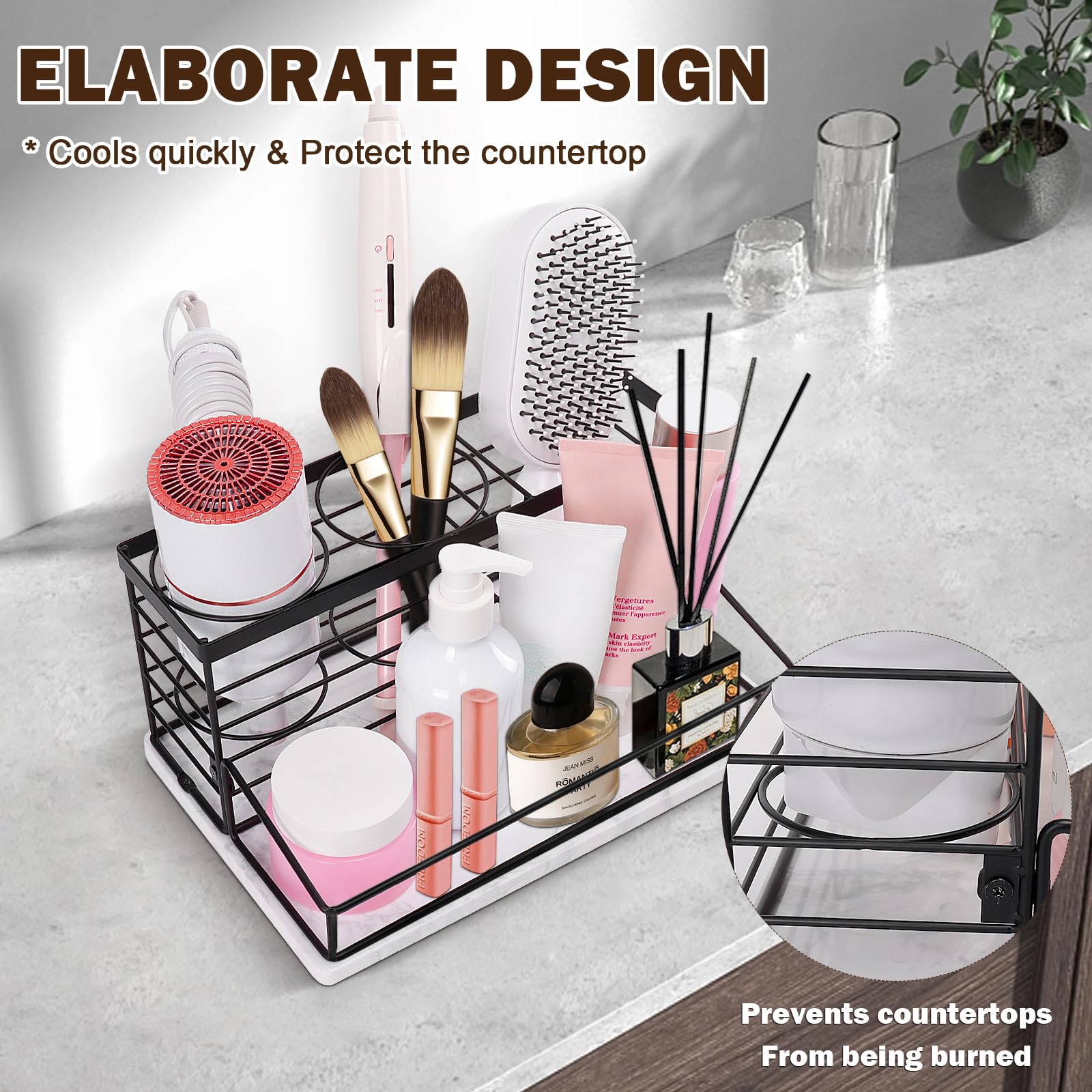 Movable Hair Tool Organizer with Dryer Holder Storage