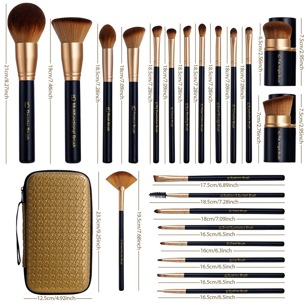 Travel Makeup Brush Set with Kabuki Powder Eyeshadow Foundation Brushes
