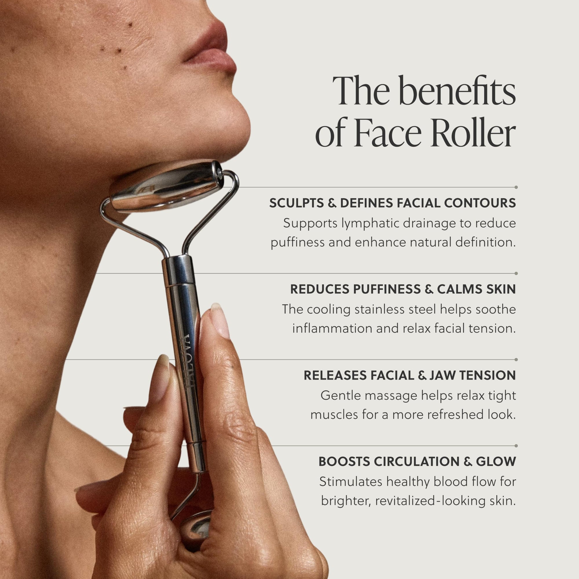 Stainless Steel Facial Roller for Eyes Jawline Neck and Chin