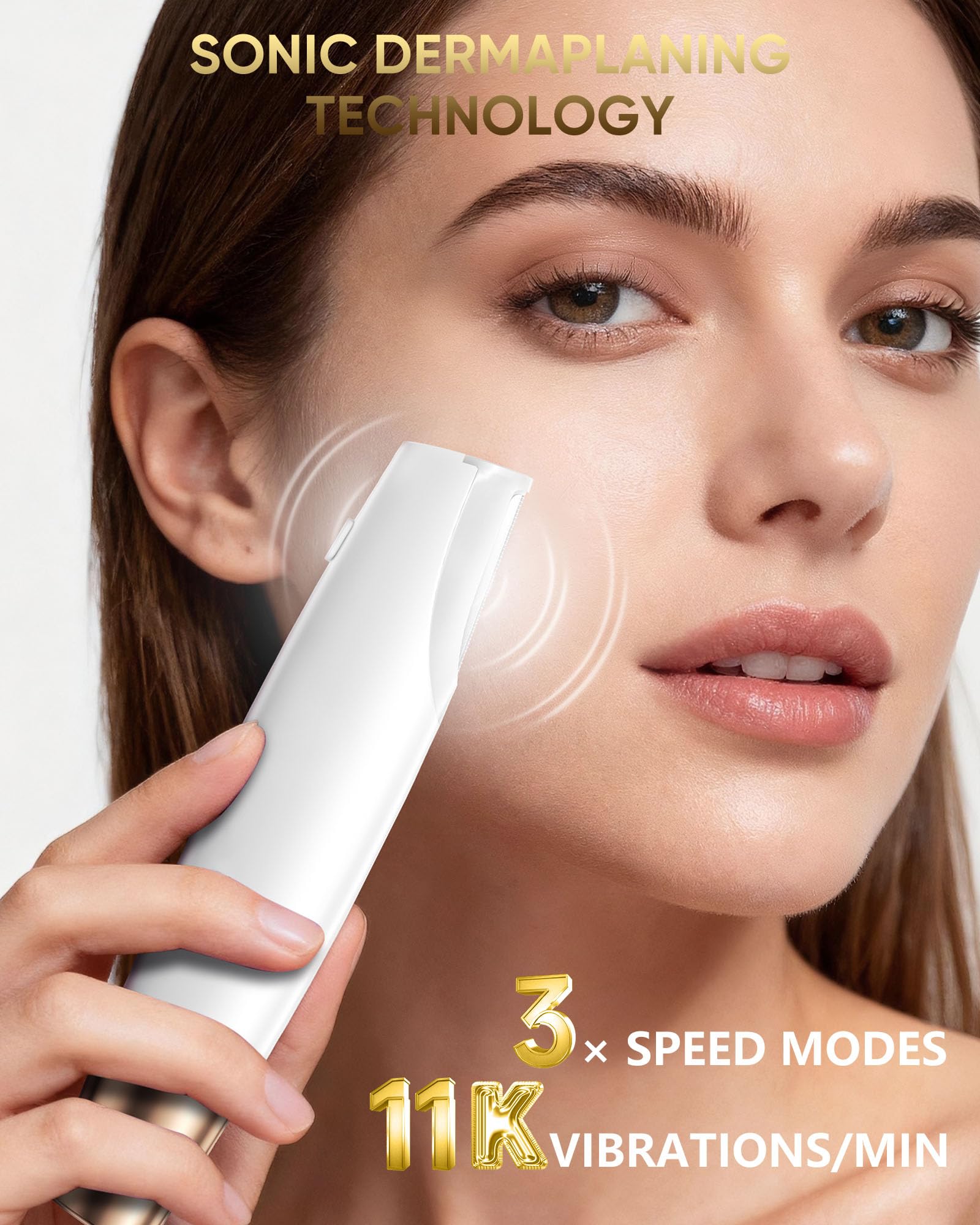 Electric Sonic Facial Dermaplaning Tool with LED Light and Blades