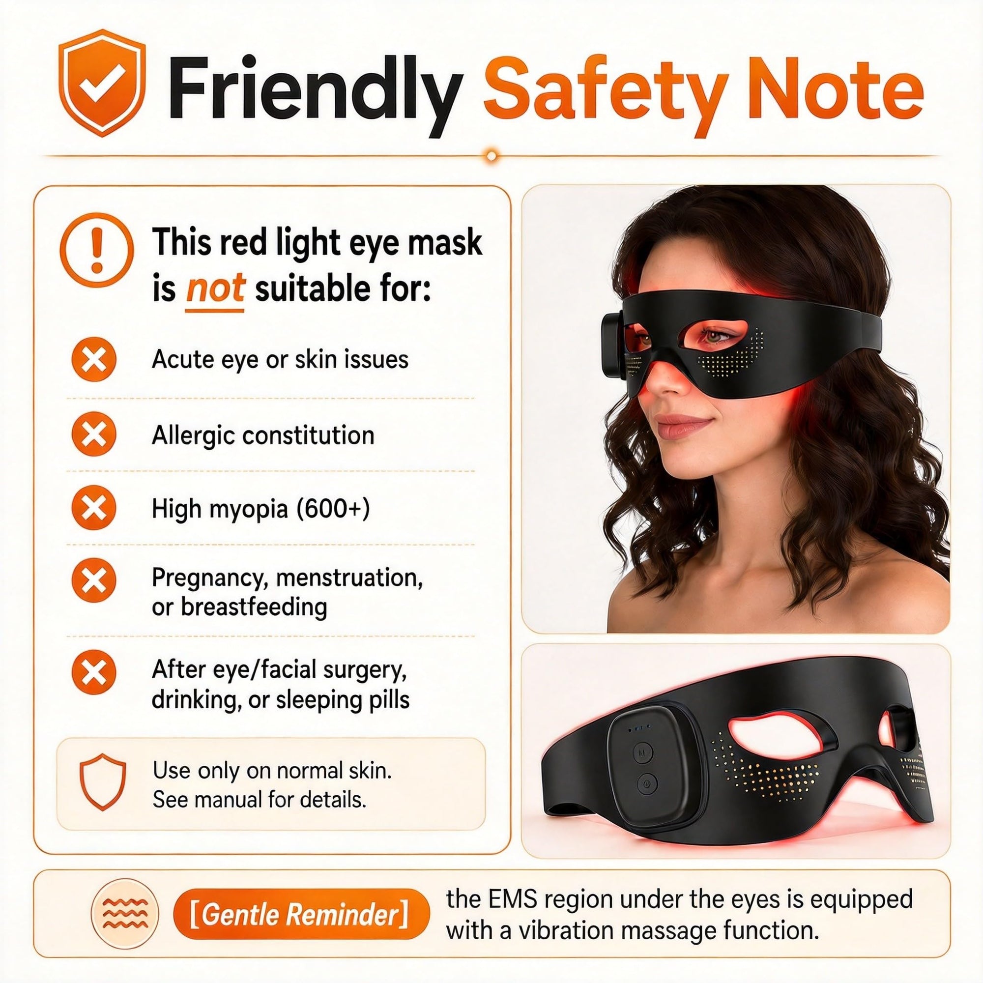Red Light LED Eye Mask with 650nm Red and 850nm Infrared
