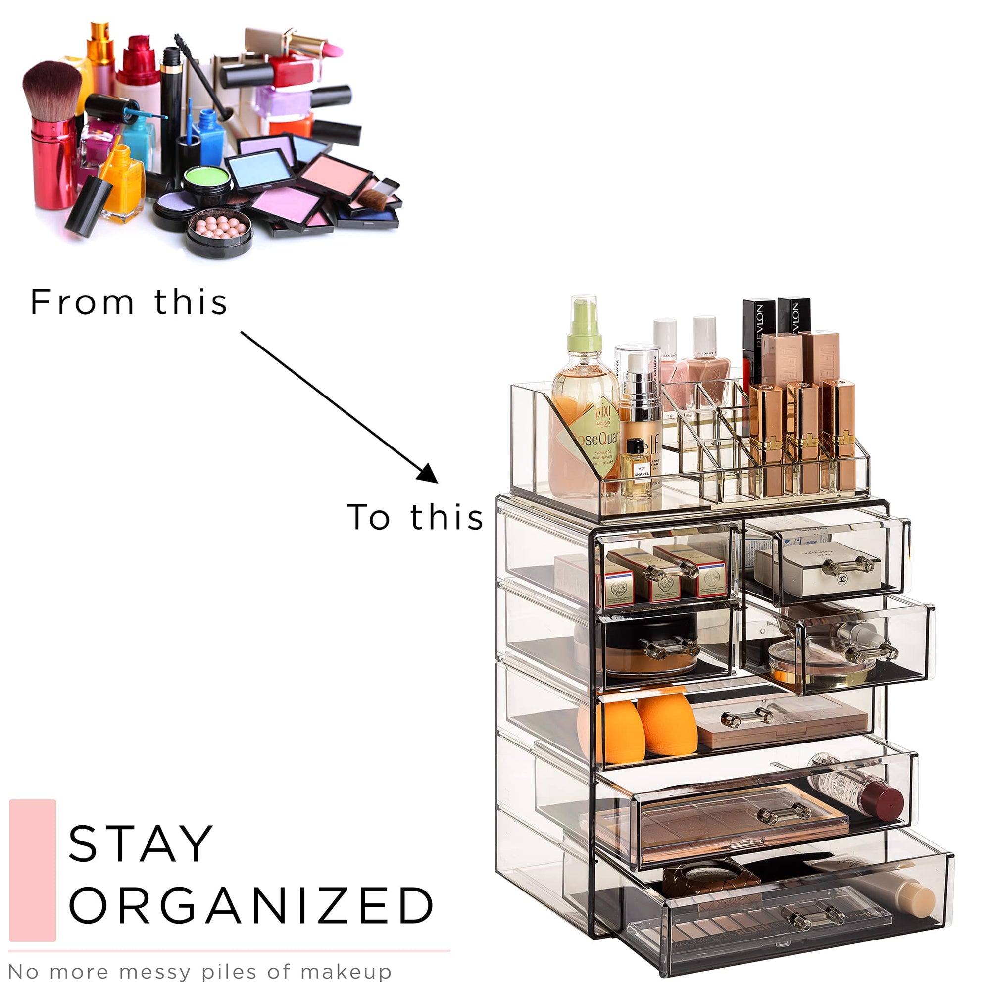 Acrylic Cosmetic Makeup and Jewelry Storage Case Display