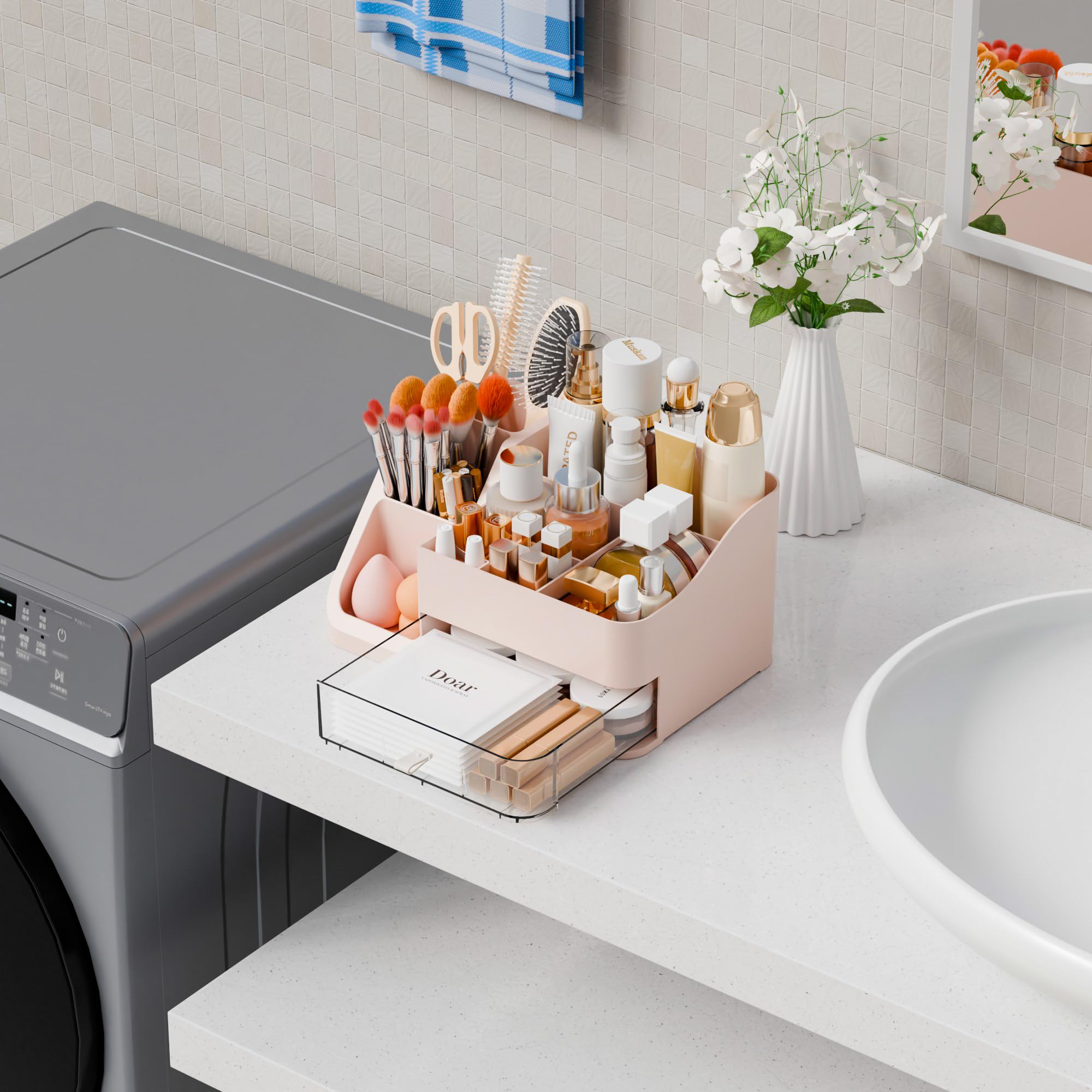 Large Makeup Organizer with Brush Holder