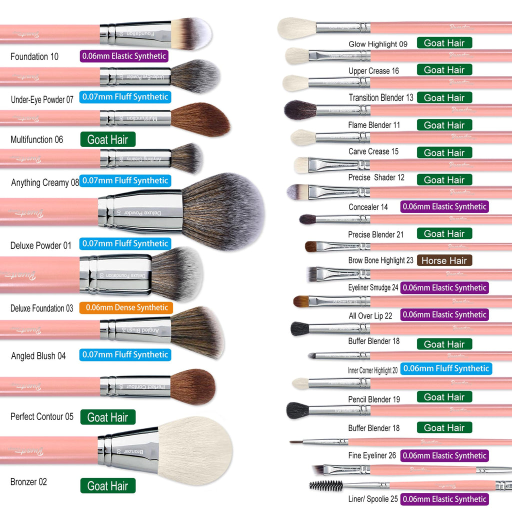 34 Piece Goat and Horse Hair Makeup Artist Brush Set with Large Holder