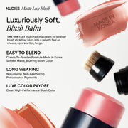 Three in One Matte Blush Stick for Cheeks Eyes Lips Cream Powder Blur
