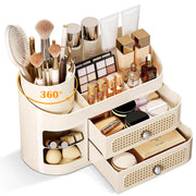360 Rotating Makeup Organizer with Removable Brush Holder