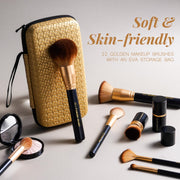 Travel Makeup Brush Set with Kabuki Powder Eyeshadow Foundation Brushes