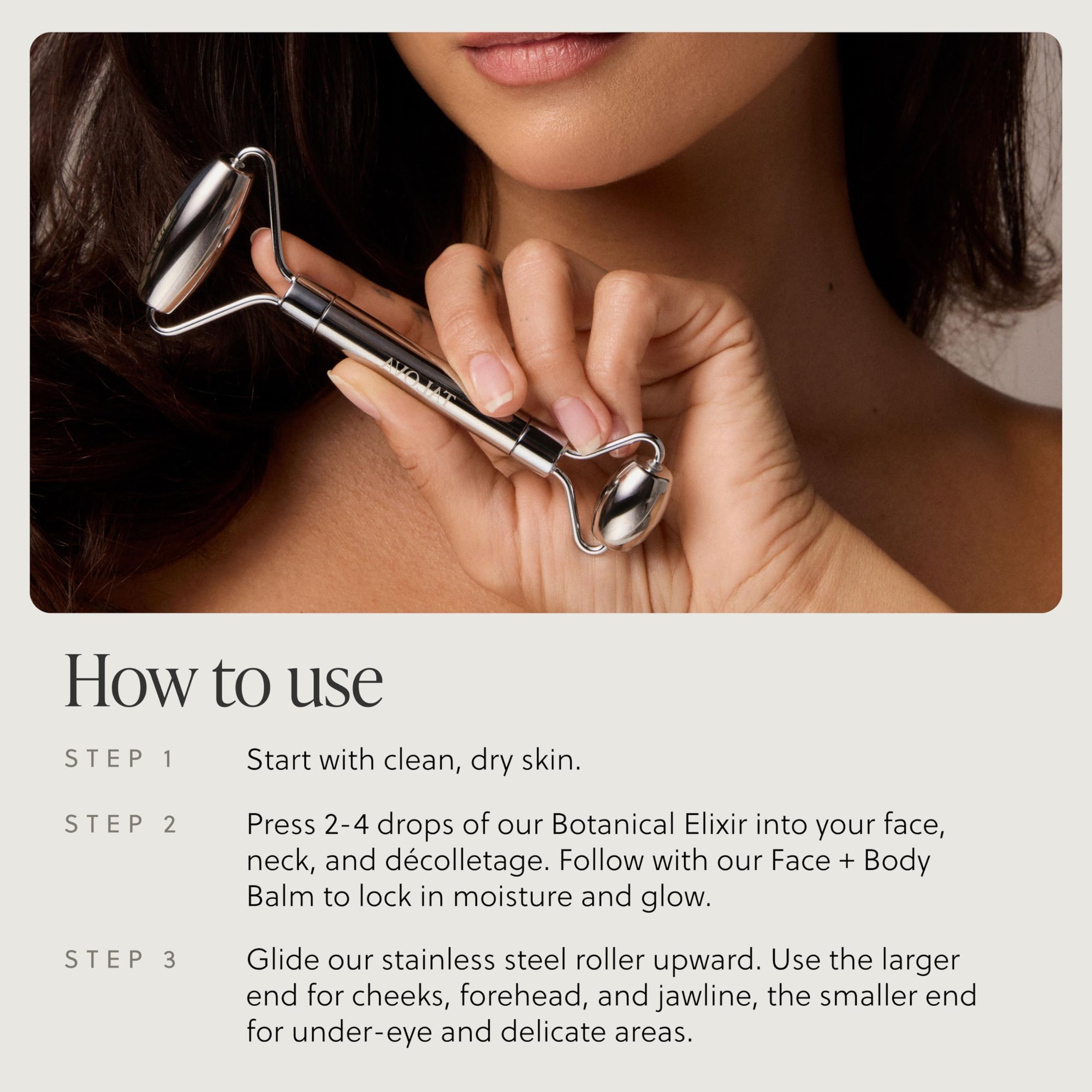 Stainless Steel Facial Roller for Eyes Jawline Neck and Chin
