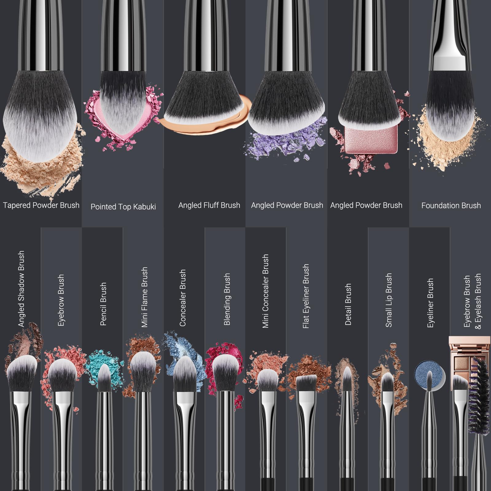 18 Piece Makeup Brush Set with Travel Holder Case