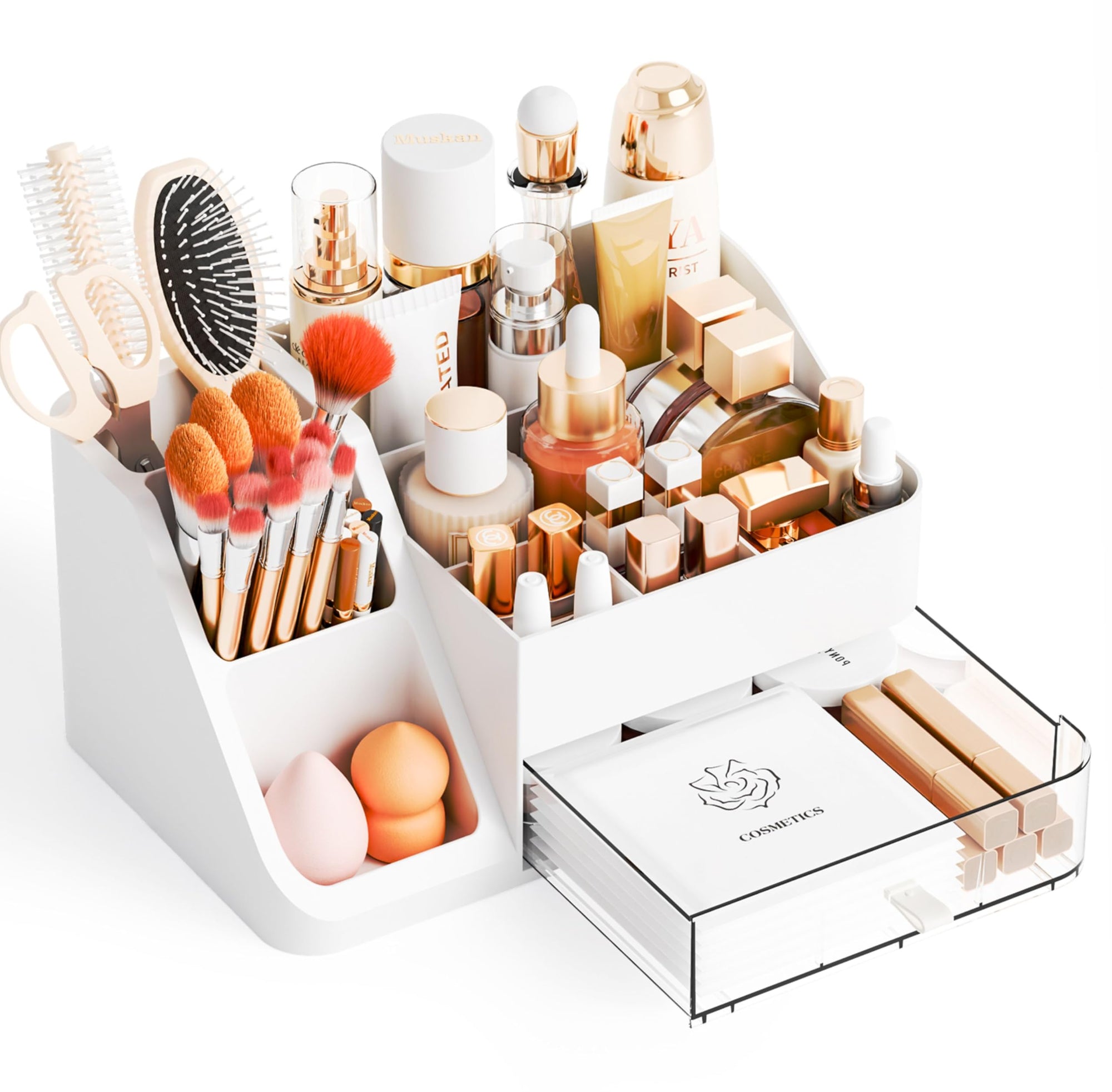 Large Makeup Organizer with Brush Holder
