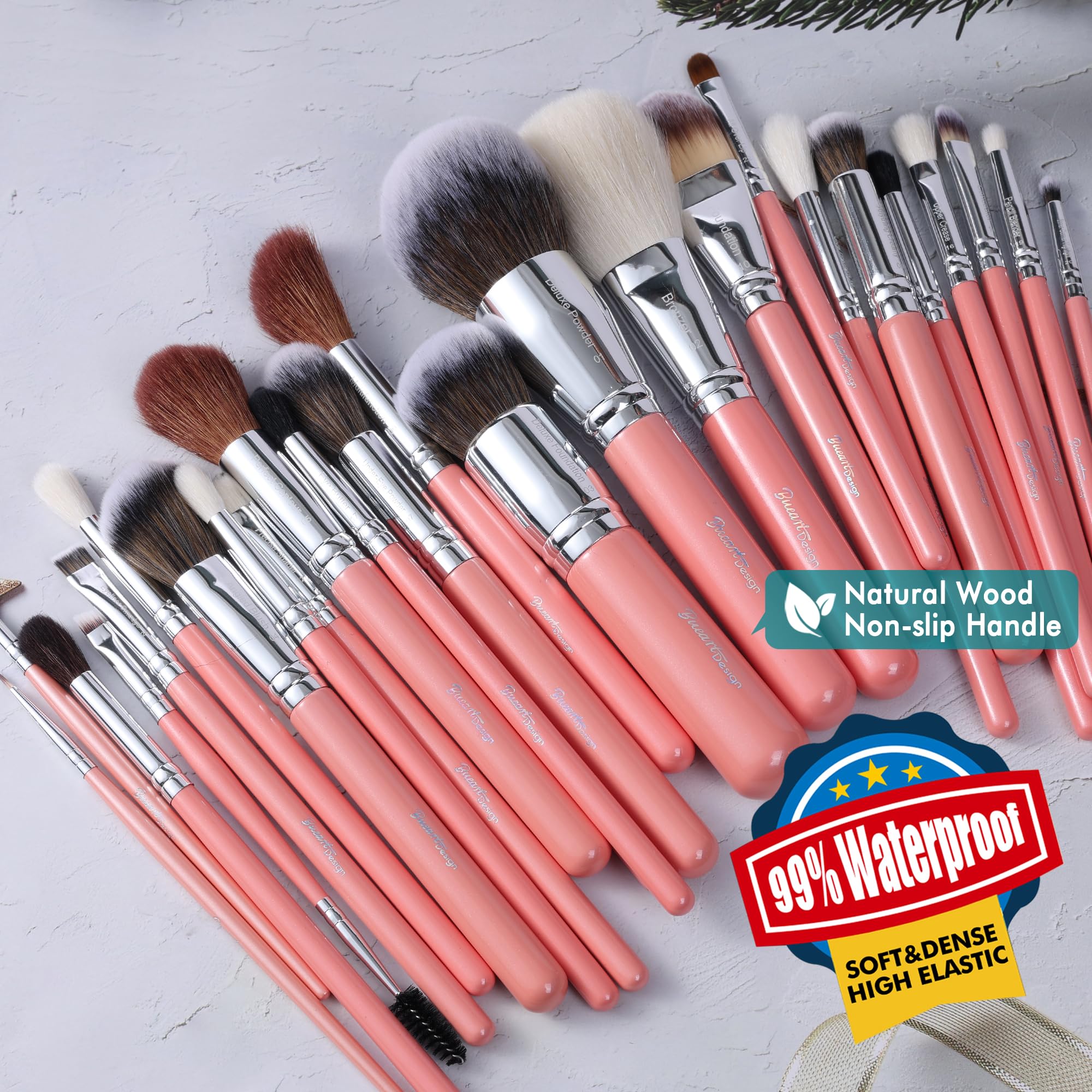 34 Piece Goat and Horse Hair Makeup Artist Brush Set with Large Holder