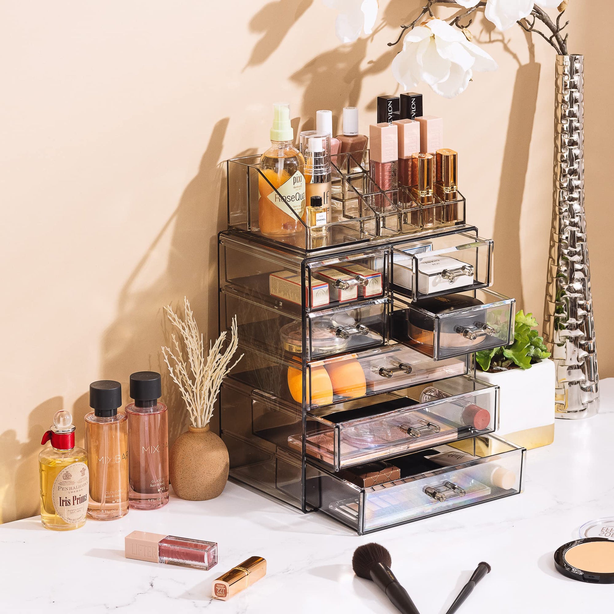 Acrylic Cosmetic Makeup and Jewelry Storage Case Display