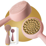 Heated Silicone Facial Cleansing Brush with Metal Massager