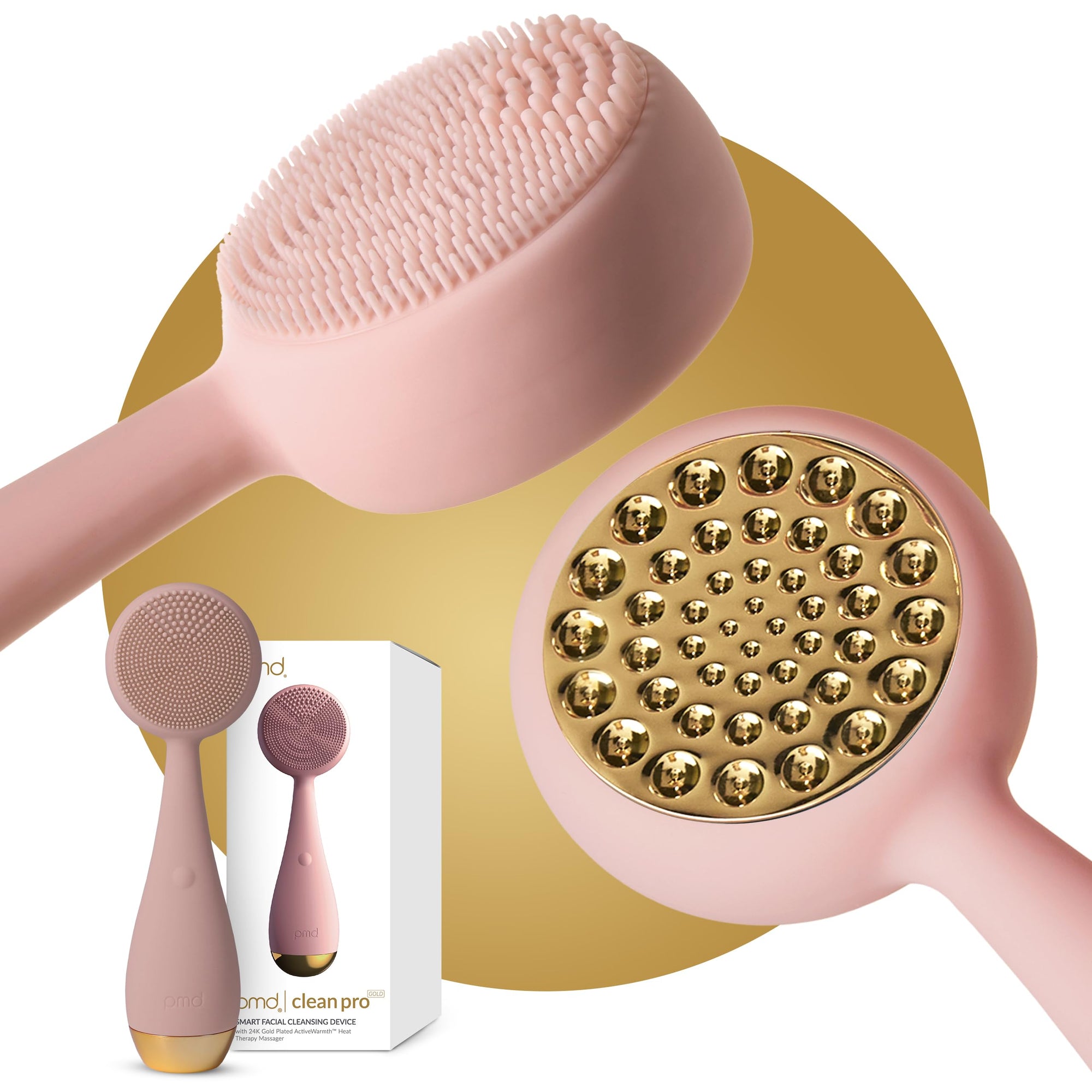 Heated Silicone Facial Cleansing Brush with Metal Massager